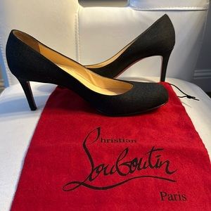CHRISTIAN LOUBOUTIN Simple Pump 70 Grey Textile Denim Shoes Heels 39.5 👠